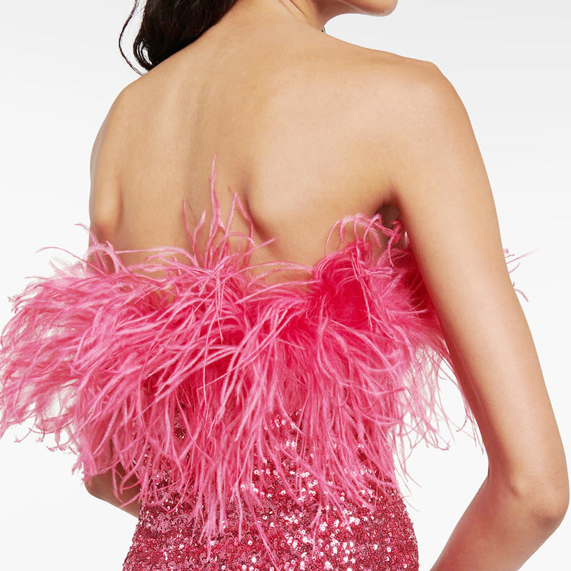 Rose Red Sequin Mini Dress