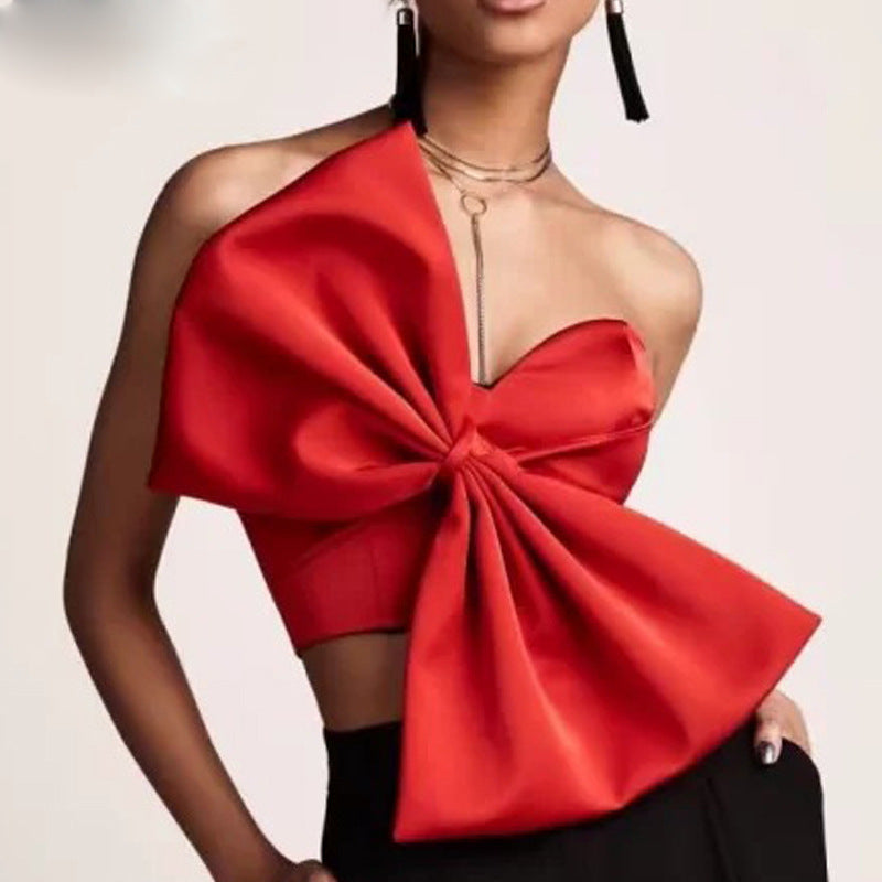 3D Bow Wrapped Chest Strapless Crop Top Bella Mia