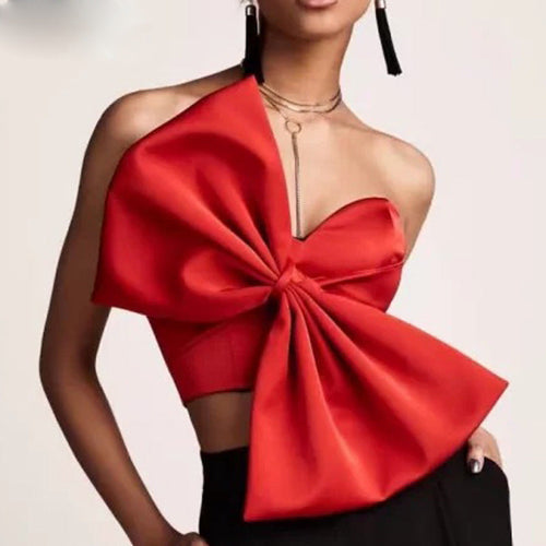 3D Bow Wrapped Chest Strapless Crop Top Bella Mia