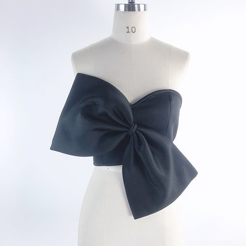 3D Bow Wrapped Chest Strapless Crop Top Bella Mia