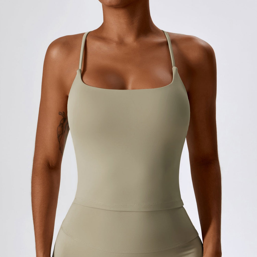 Sollinarry Nude Feel Beauty Back Yoga Vest Women Inner Wear Blouse Outdoor Sports Bra Running Workout Vest Women
