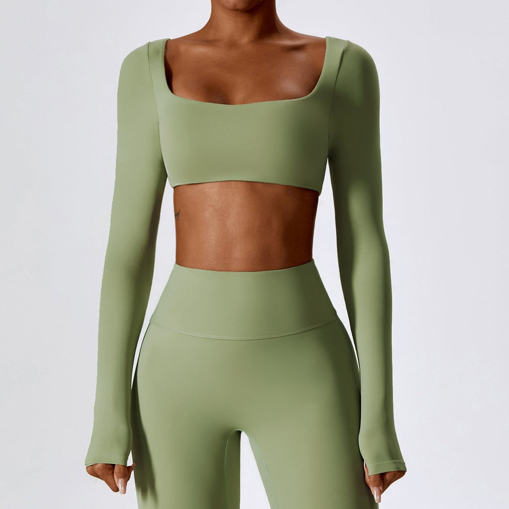 Sollinarry Sexy Nude Feel Long Sleeve Yoga Wear Outdoor Running Exercise T shirt Quick Drying Tight Workout Clothes Top