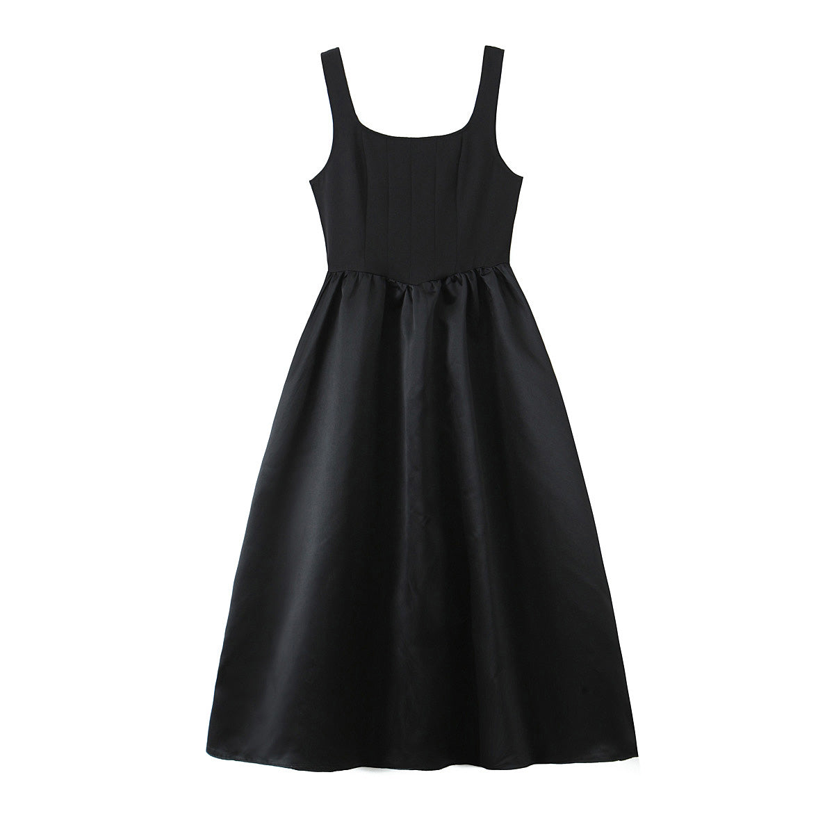 Women Solid Color Frill Strap Slim Fit Patchwork Casual Sling Dress Wanita Store