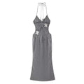 Women Clothing Graceful Fashionable Deep V Plunge Strap Slim Fit Backless Micro Transparent Evening Dress Ragazza