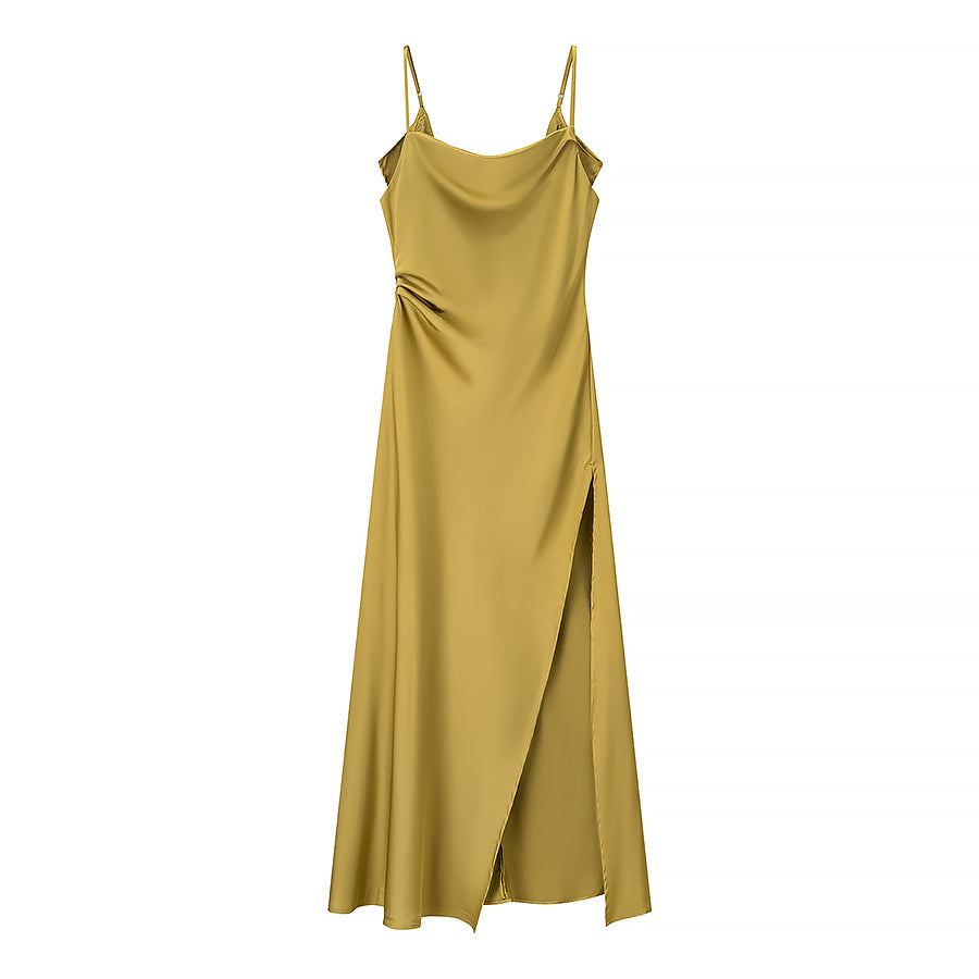 Women Clothing Summer Simple Camisole Split Dress Wanita Store