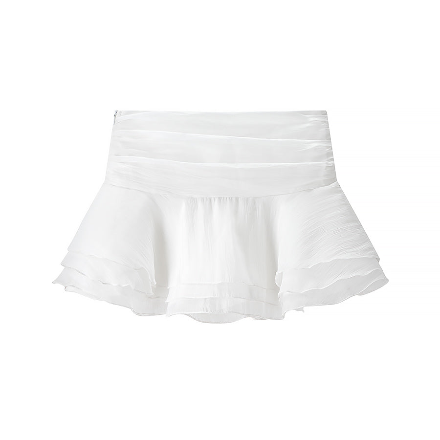 Deep V Backless Ruched Crop Top & High-Rise Pleated Mini Skirt Set