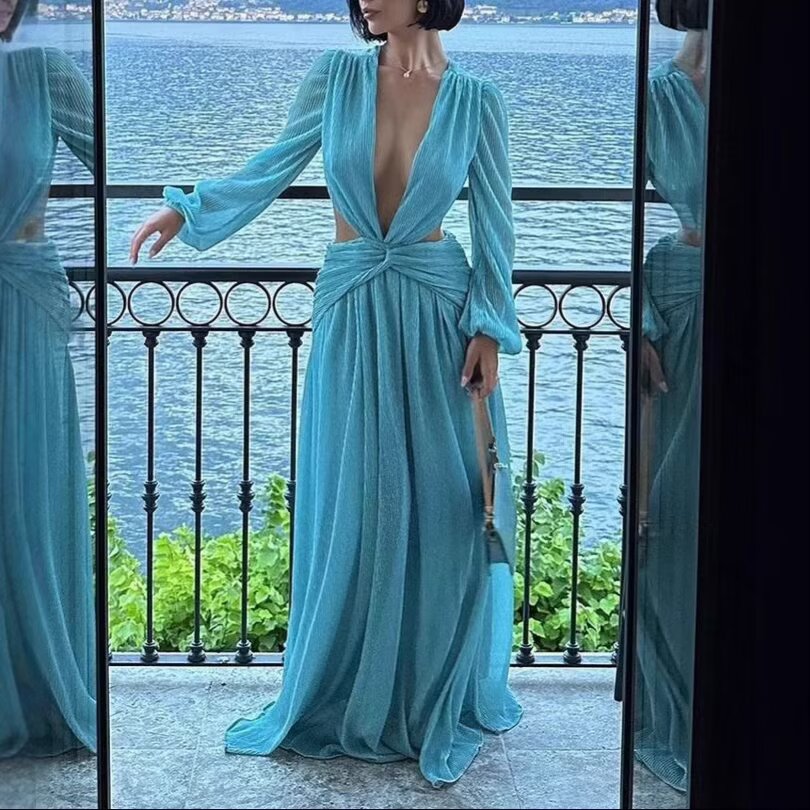 Solid Color Cropped & Seaside Maxi Dress Set Bella Mia