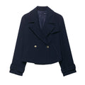 Women Clothing Stylish Simple Double Breasted Short Coat Wanita Store