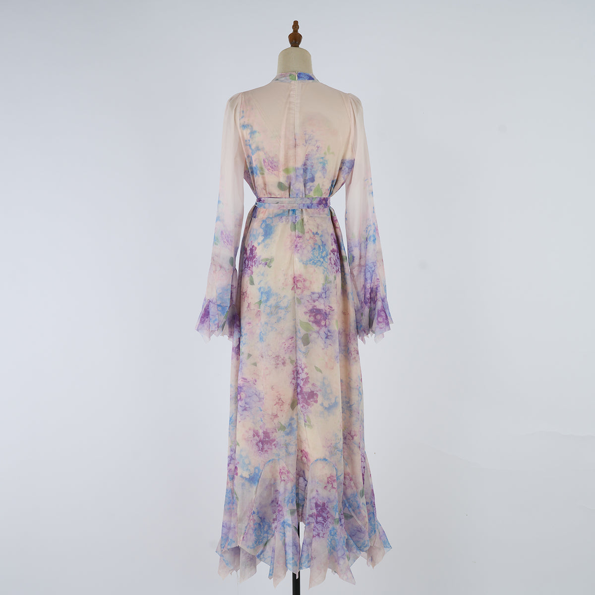 Printed Button-Up Long Dress