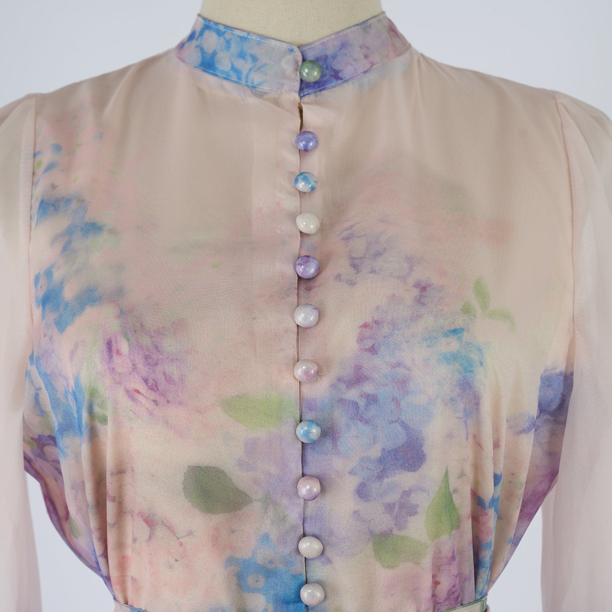 Printed Button-Up Long Dress