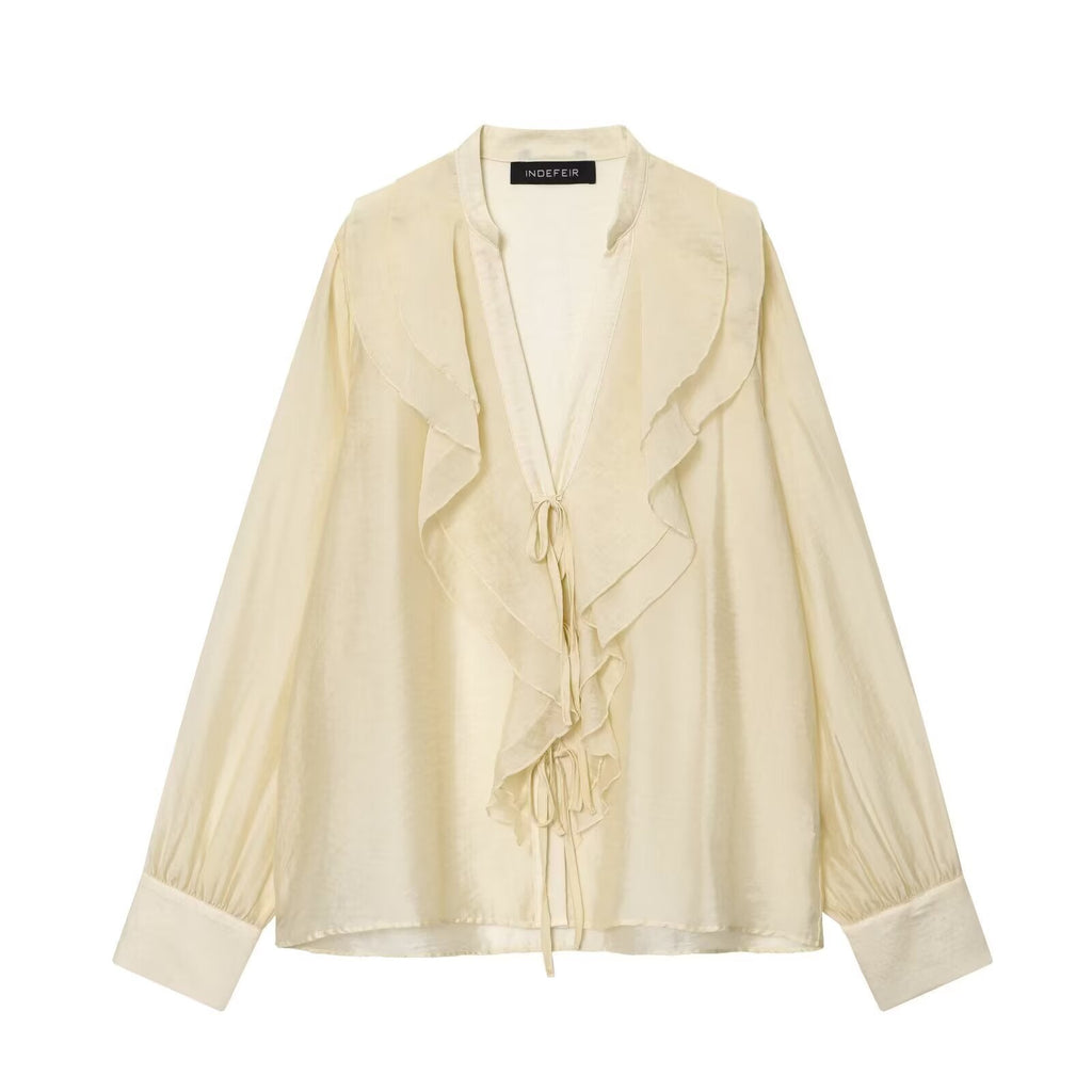 Laminated Bow Detail Shirt Bella Mia