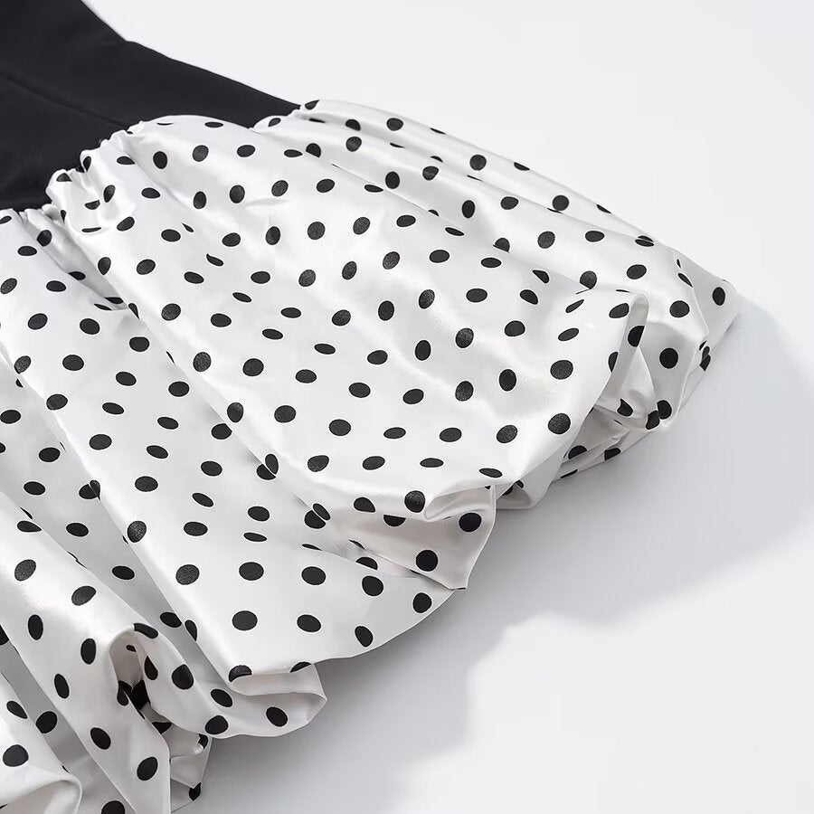 Women Clothing Sexy Polka Dot Stitching Strap Short Dress