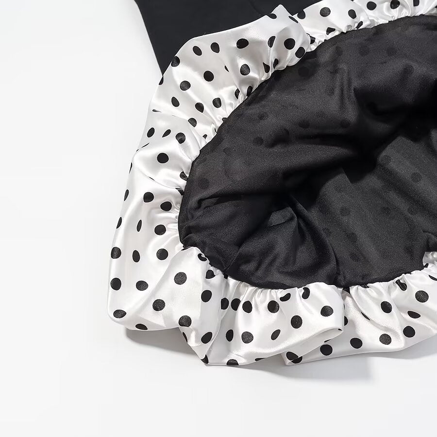 Women Clothing Sexy Polka Dot Stitching Strap Short Dress