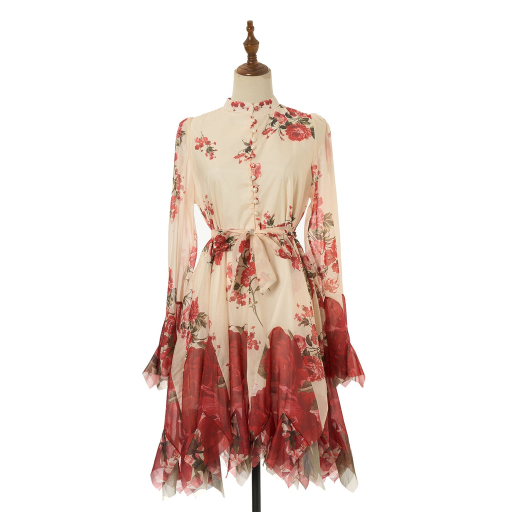 Women Short Printed Dress With Button Down Front Ragazza