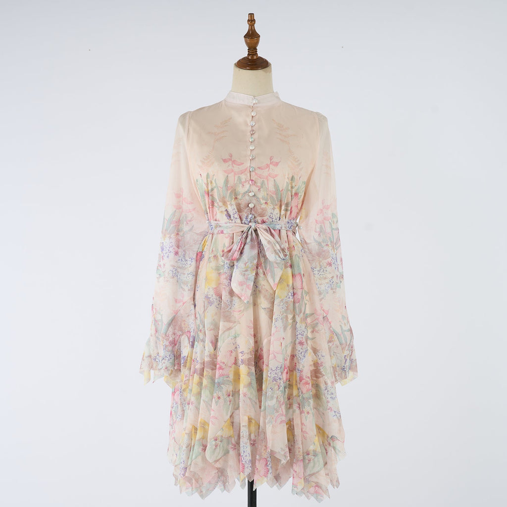 Women Short Printed Dress With Button Down Front Ragazza