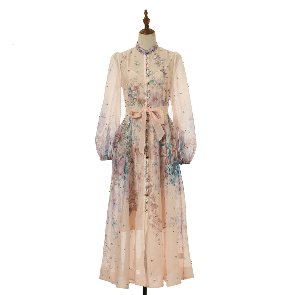 Women Printed Diamond Long Dress Two Piece Sets Ragazza