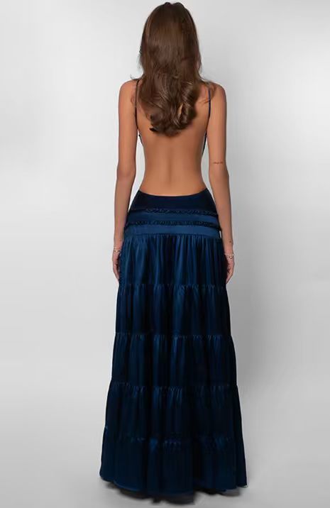 Ruched Tiered Backless Cami Maxi Dress