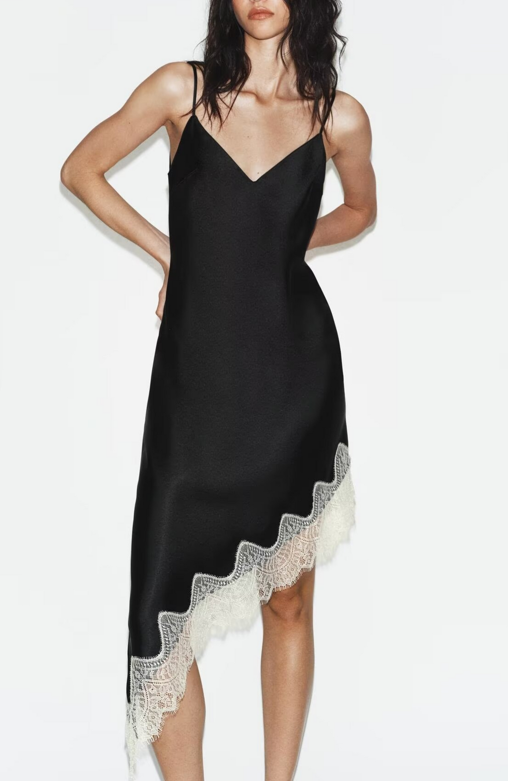 Lace Texture Silk Satin Mini Dress Bella Mia