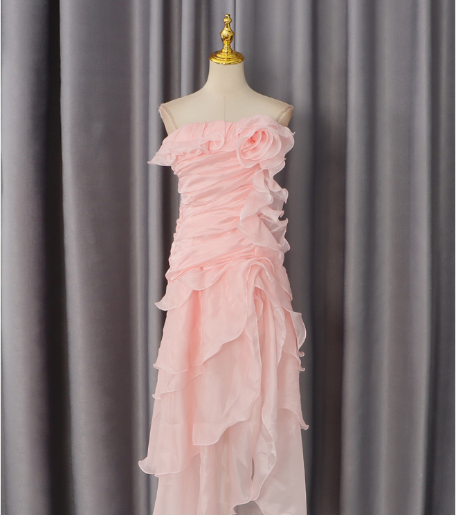 Sexy Dress Summer Three Dimensional Floral Ribbon Slim Fit Slimming Irregular Asymmetric Dress Women Ragazza