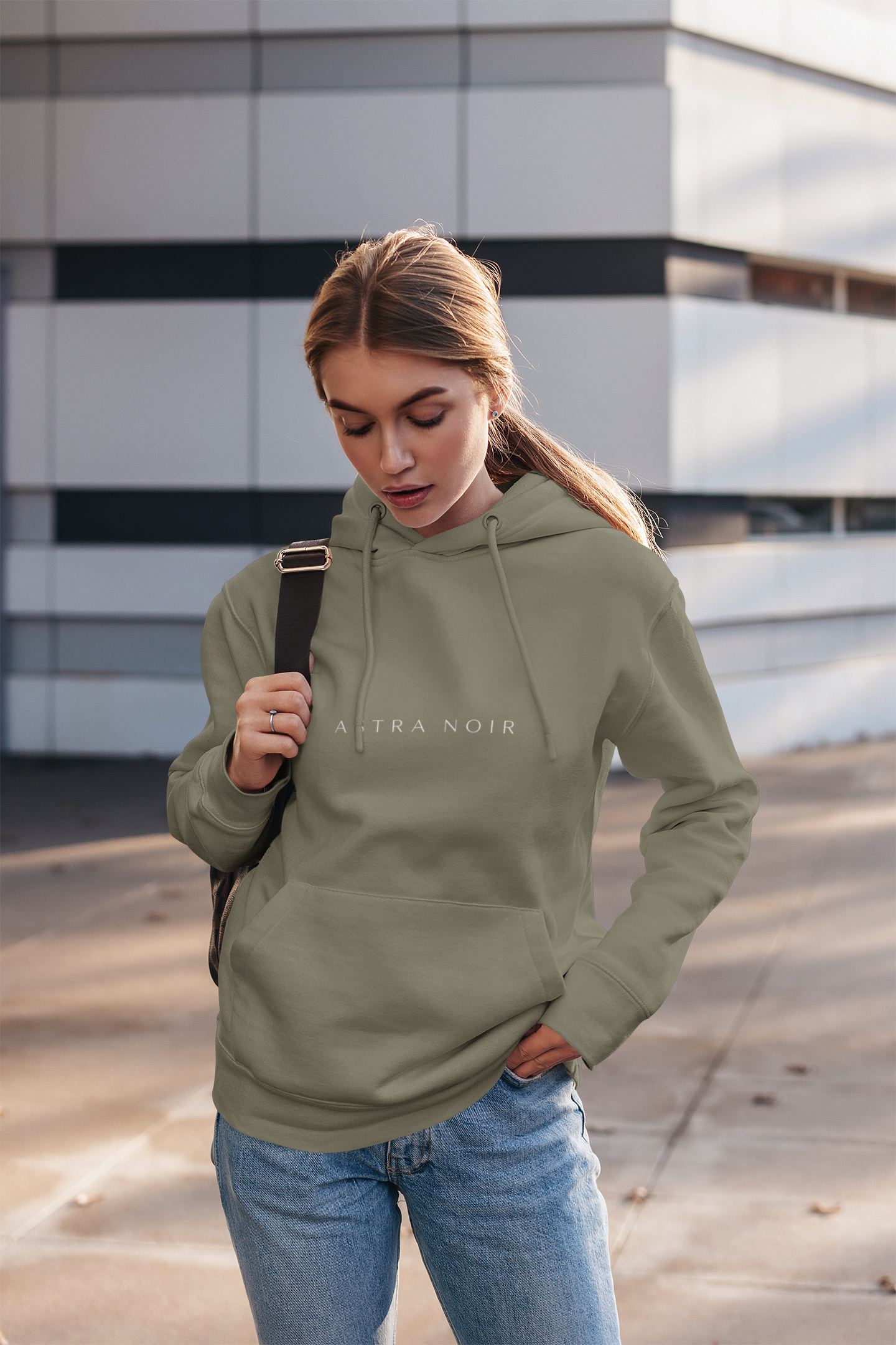 Astra Noir Hoodie — Minimalist Olive Heavyweight Pullover