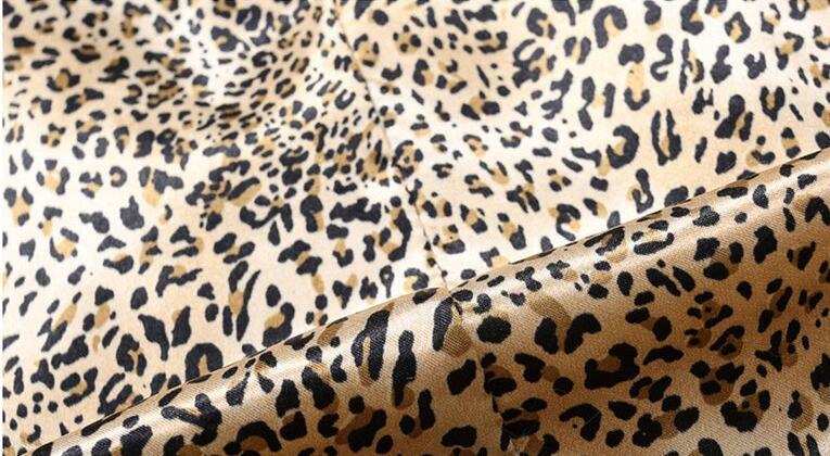 Leopard-Print Faux Fur Collar Mid-Length Coat