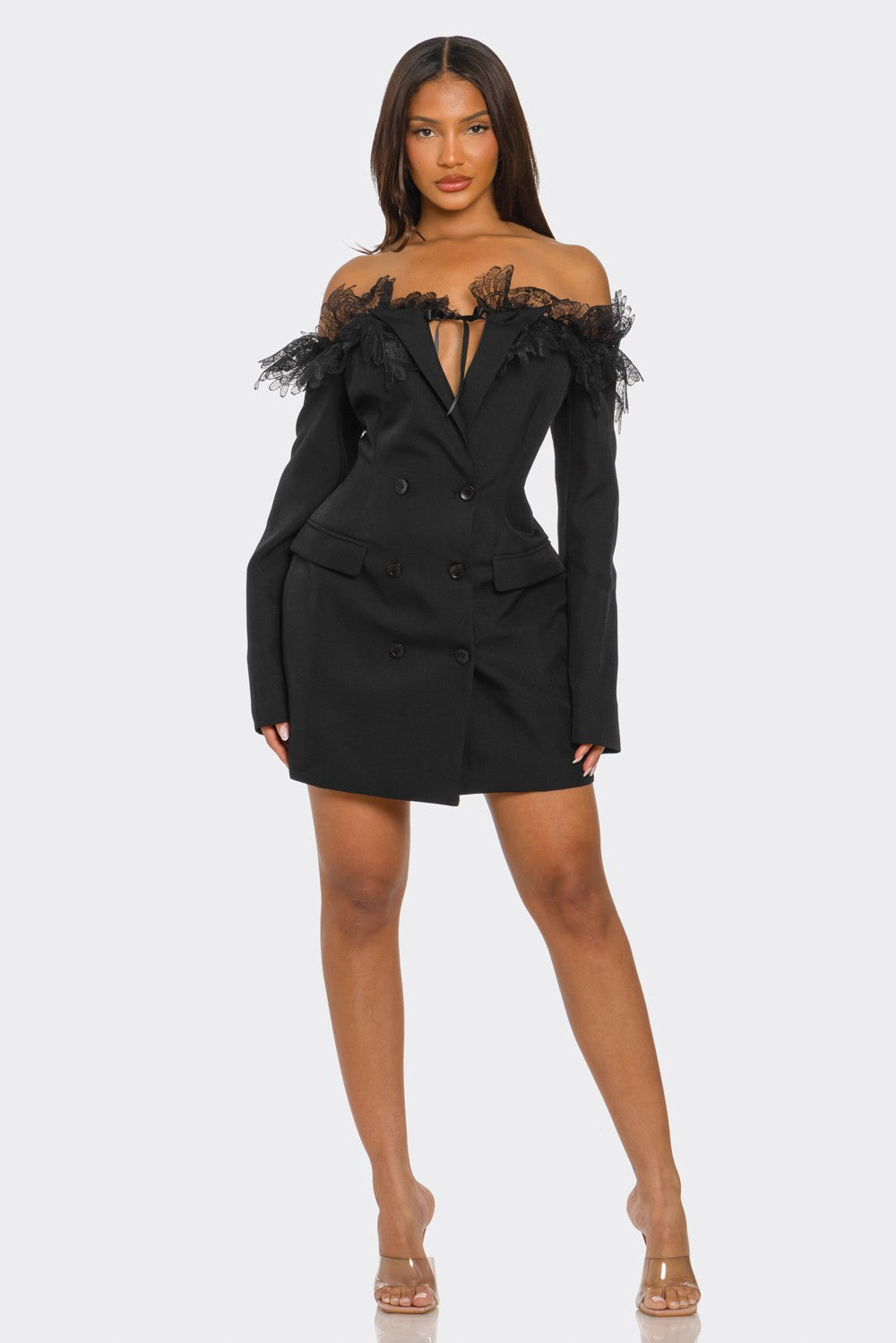 Off-Shoulder Lace Blazer Dress ATHINA RETAIL