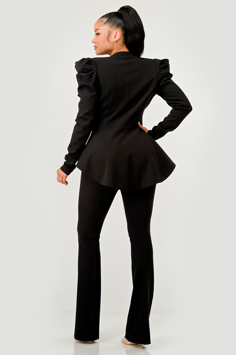 Ruched Shoulder Wide Collar Pant Set ATHINA RETAIL