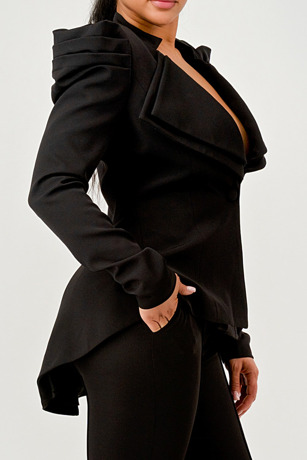Ruched Shoulder Wide Collar Pant Set ATHINA RETAIL