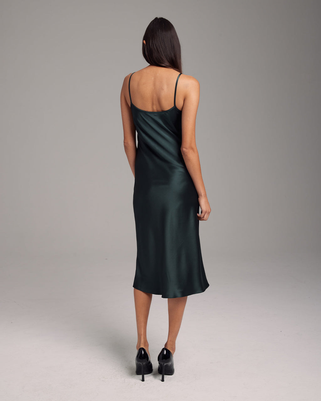 Silk Charmeuse Bias-Cut Midi Slip Dress