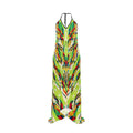 Vibrant Printed Halter Maxi Dress Boho Brown