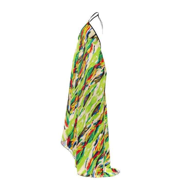 Vibrant Printed Halter Maxi Dress Boho Brown