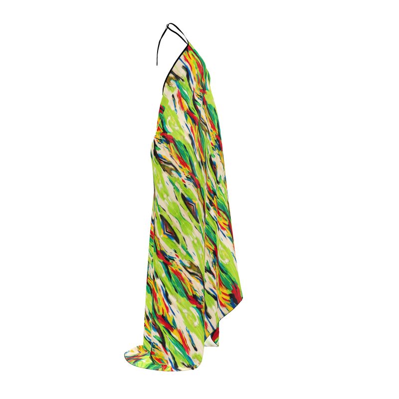 Vibrant Printed Halter Maxi Dress Boho Brown