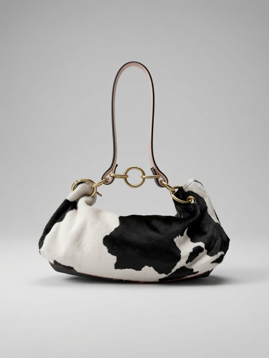 Blair Shoulder Bag, Cow Print Calf Hair-Black Leather BeAlice