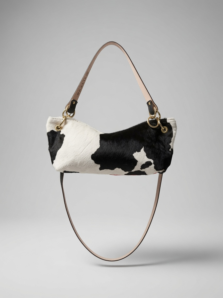 Blair Shoulder Bag, Cow Print Calf Hair-Black Leather BeAlice