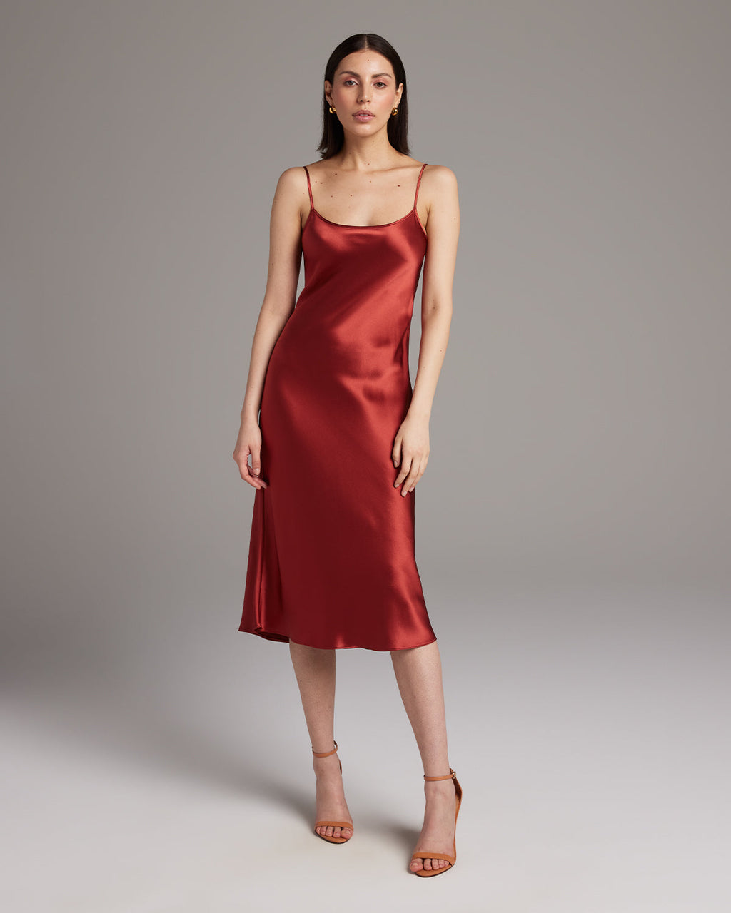 Silk Charmeuse Bias-Cut Midi Slip Dress