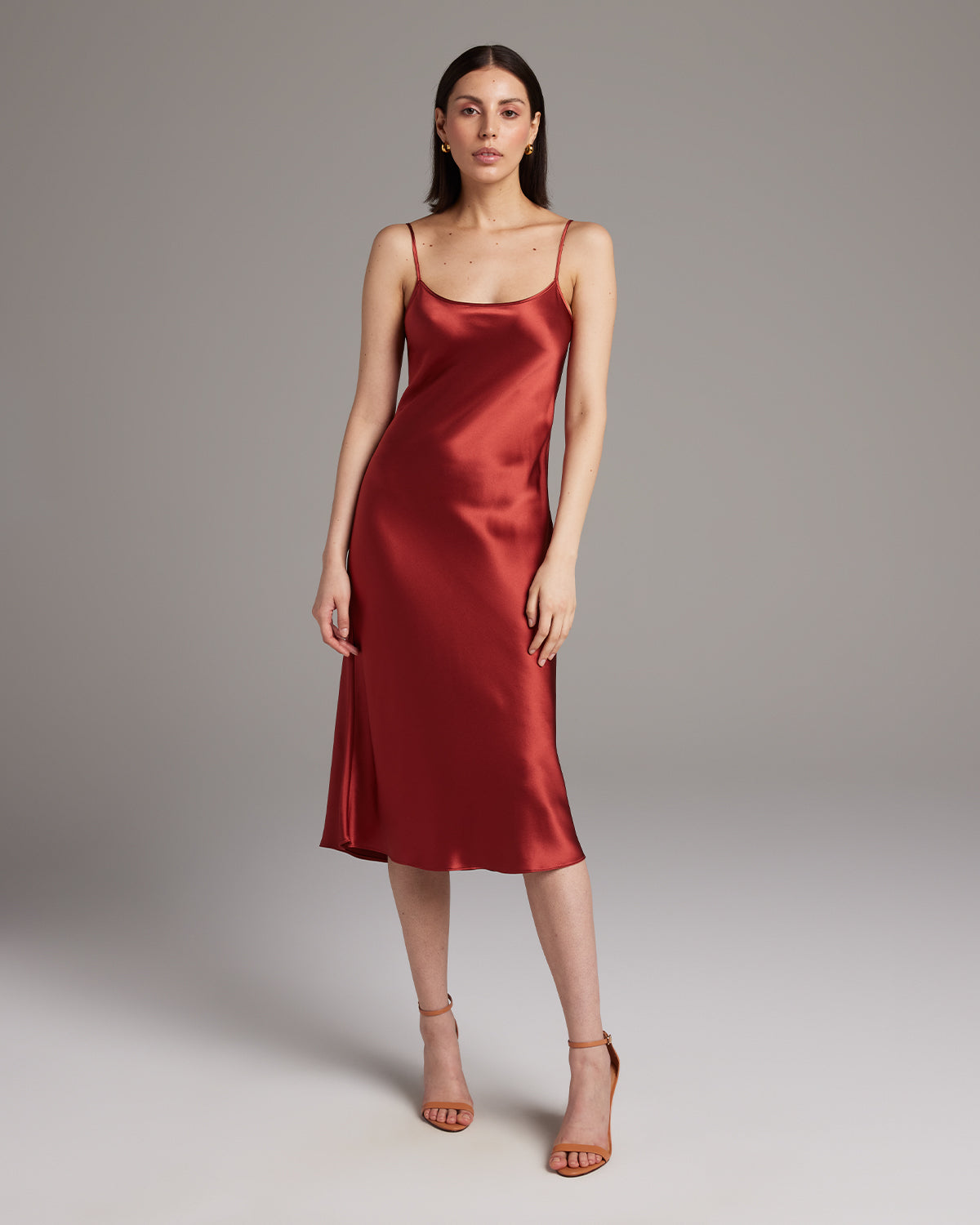 Silk Charmeuse Bias-Cut Midi Slip Dress