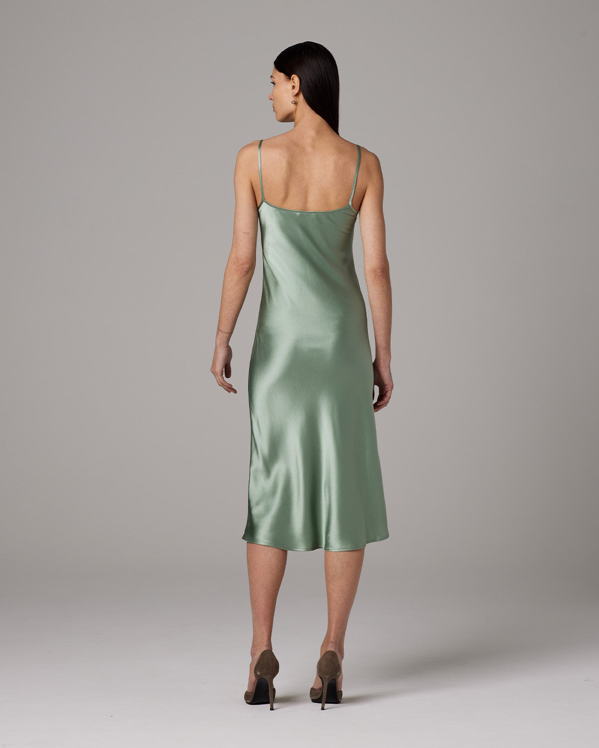 Silk Charmeuse Bias-Cut Midi Slip Dress