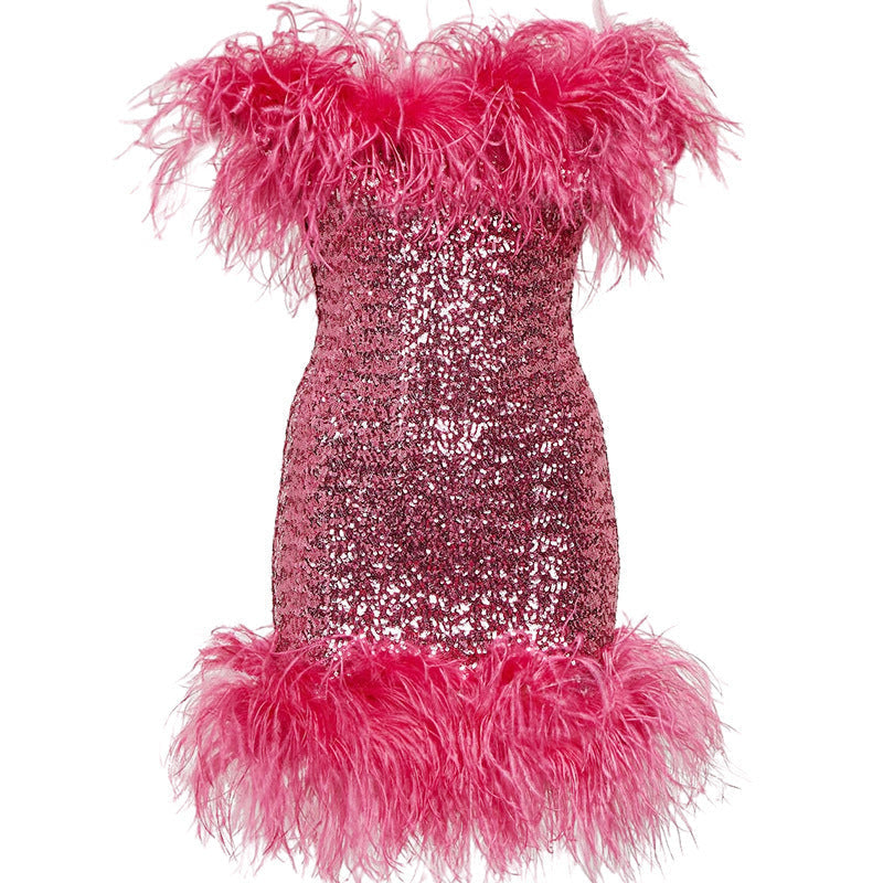 Rose Red Sequin Mini Dress
