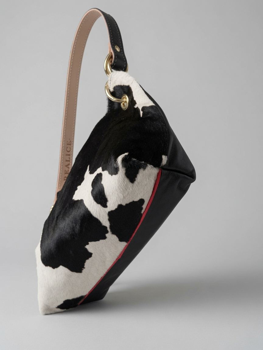 Blair Shoulder Bag, Cow Print Calf Hair-Black Leather BeAlice