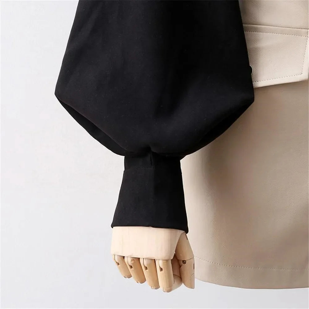 Korean Style 2022 Shirts Women Lantern Sleeve Loose Turn-down Collar Simple Solid Feminino Blouses Autumn All-match Fashion Urban Fashion Icon