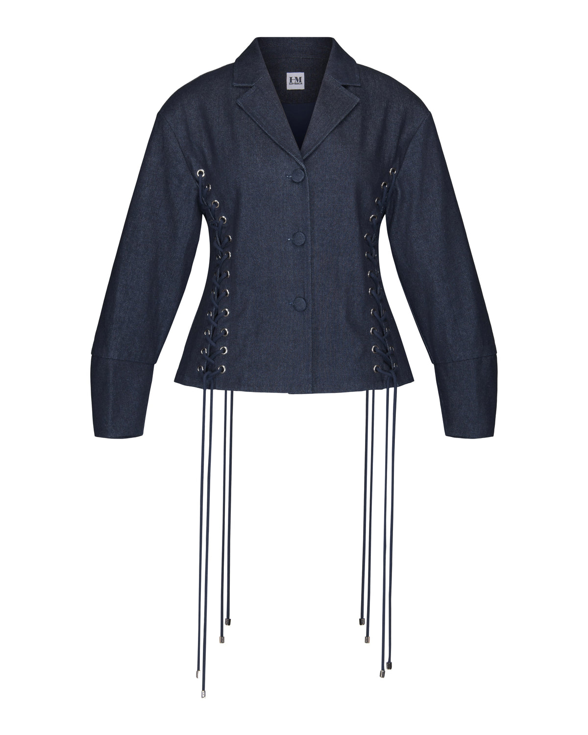 Lace Up Exaggerated Sleeve Denim Jacket