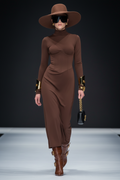 High Neck Waist-Cinched Slit Dress For Women, Elegant, Fifth Avenue, BYMANYC New York.