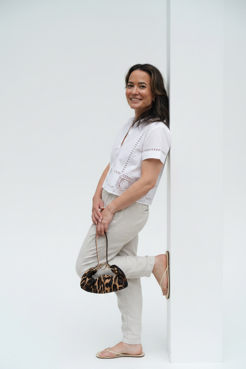 Baby Blair Shoulder Bag, Leopard Print Calf Hair-Black Leather BeAlice