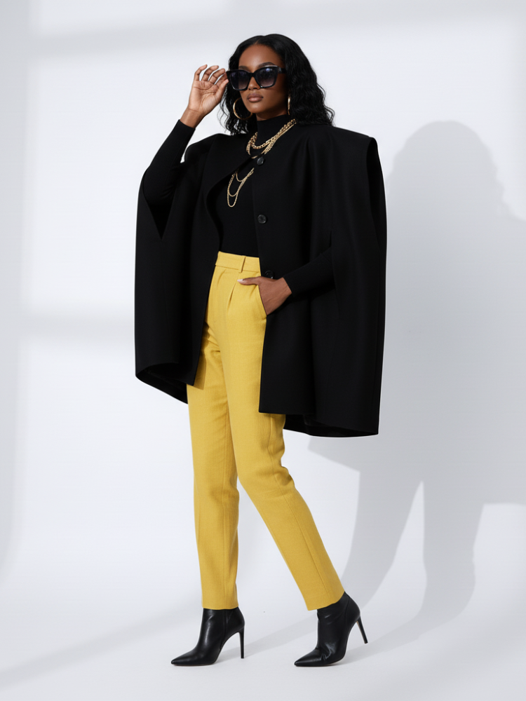 The Library Irregular Woolen Hooded Cape