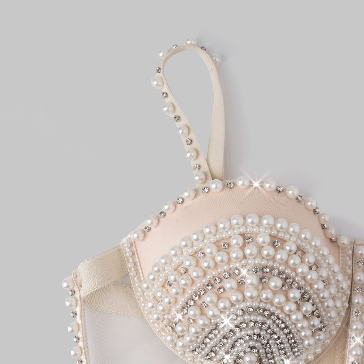 French Sexy Hollow Out Cutout Underwear Vest One Piece Outer Wear Boning Corset Top Pearl Seam Diamond Top