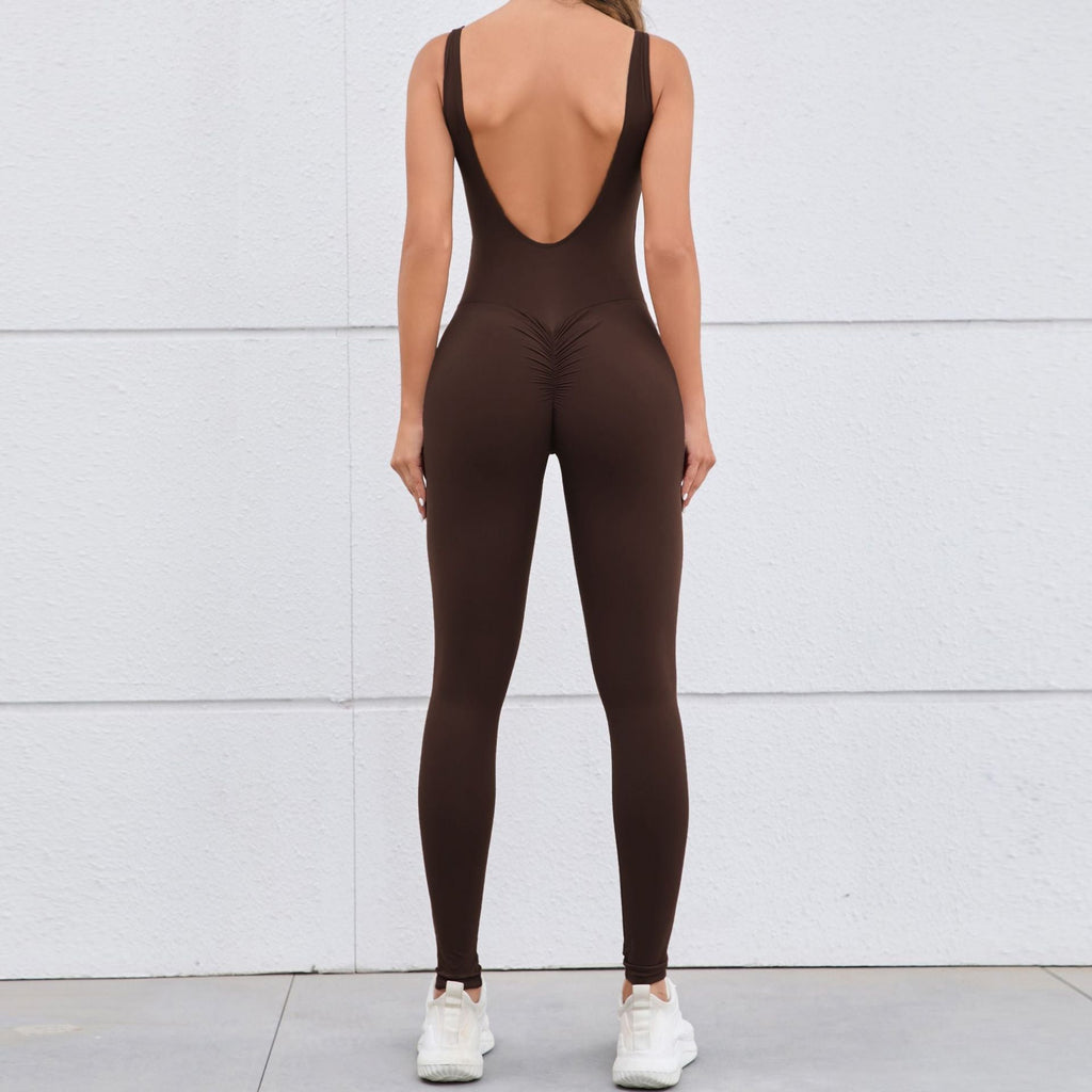 Hollow Out Cutout Beauty Back Peach Hip Tight Yoga Jumpsuit Naked Women Sense Quick Drying Sports One Piece Workout Clothes