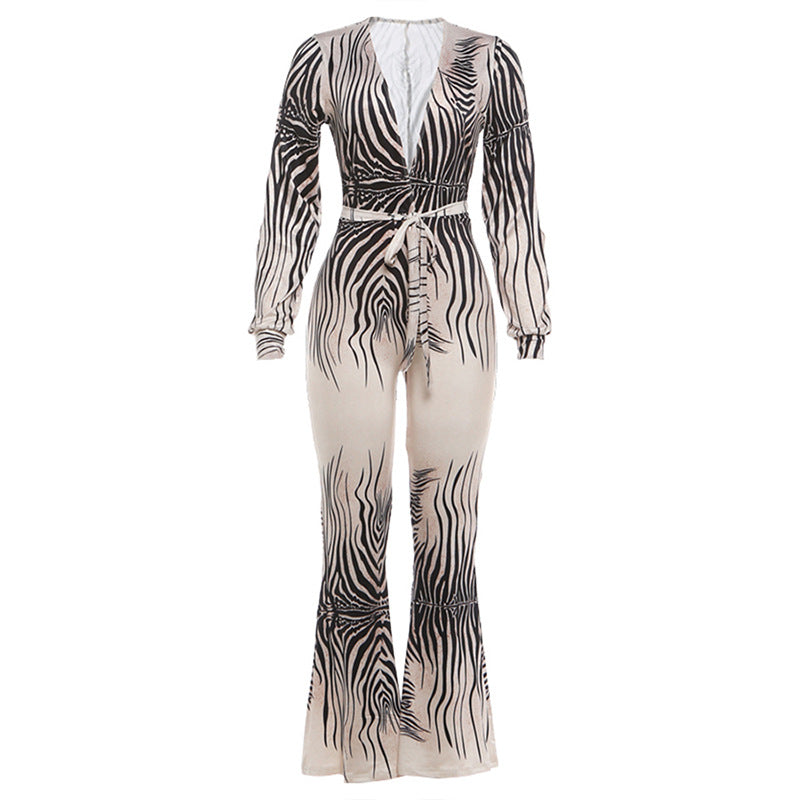 Deep V Off-Shoulder Top & High Waist Bootcut Jumpsuit Bella Mia