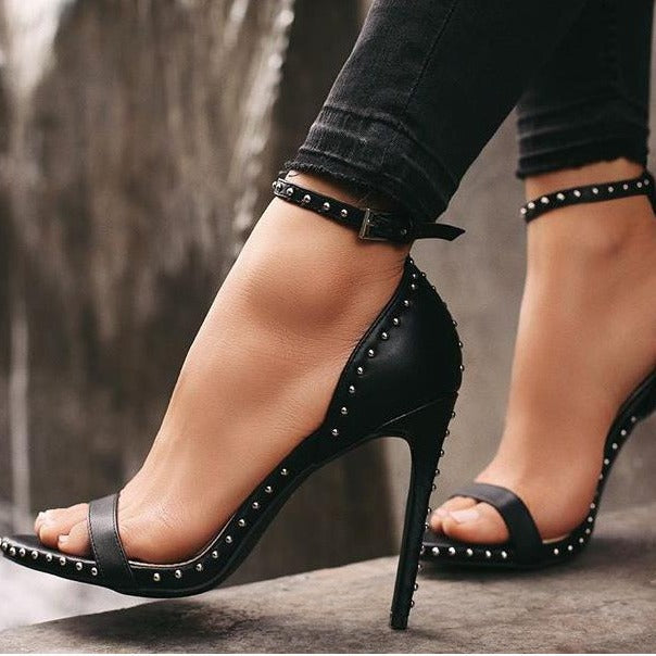 Rivet Strap Stiletto Heel Sandals