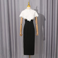 Elegant Socialite Chanel Dress High Grade Lace Stitching Shawl Slim Slimming Sheath Dress Ragazza