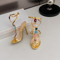 Pearl Stiletto Ankle Strap Sandals
